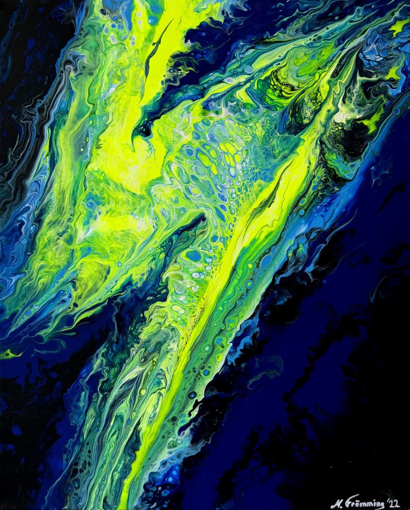 Liquid Painting von Marcel Frömming mit fluoreszierenden Farbstrukturen